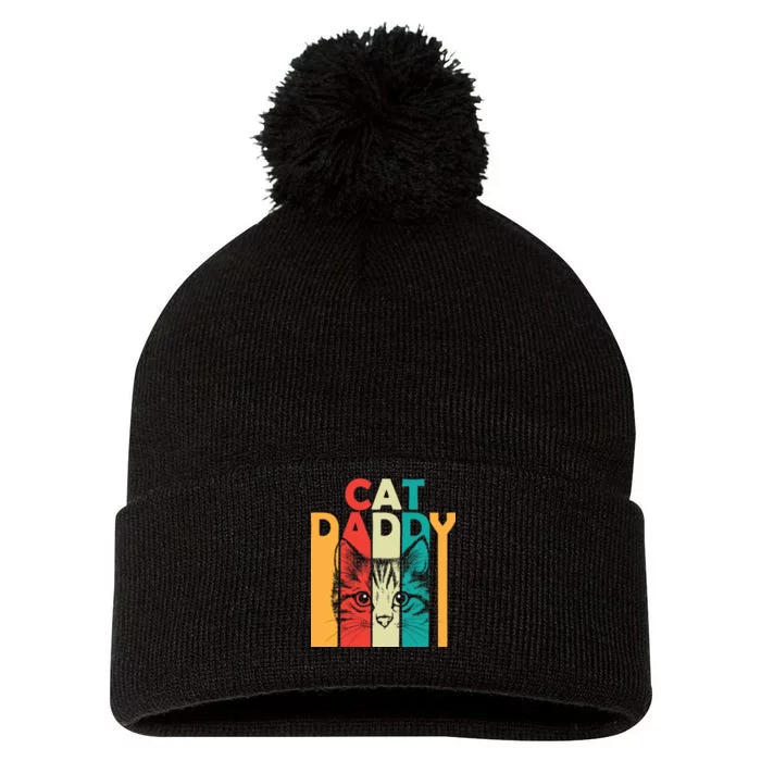 Retro Cat Daddy Pom Pom 12in Knit Beanie