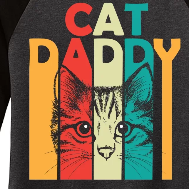 Retro Cat Daddy Women's Tri-Blend 3/4-Sleeve Raglan Shirt