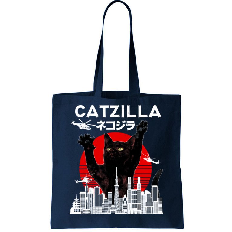 Retro Catzilla Attack Tote Bag