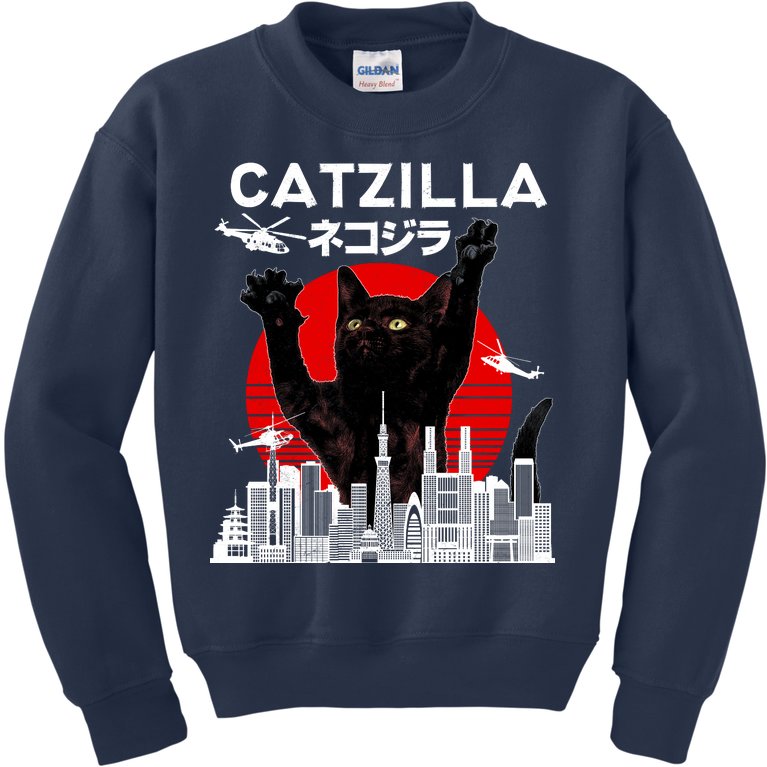 Retro Catzilla Attack Kids Sweatshirt