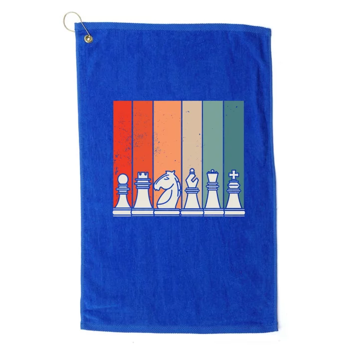 Retro Chess Pieces Platinum Collection Golf Towel