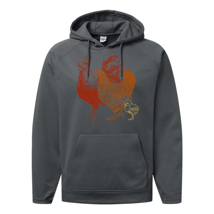 Retro Chickens Performance Fleece Hoodie