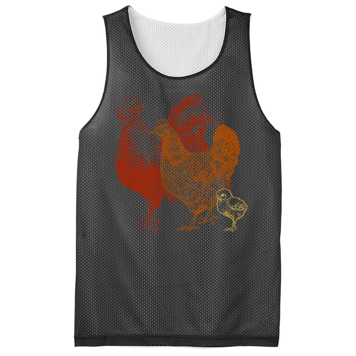 Retro Chickens Mesh Reversible Basketball Jersey Tank