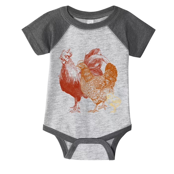 Retro Chickens Infant Baby Jersey Bodysuit