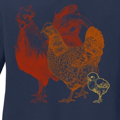 Retro Chickens Ladies Missy Fit Long Sleeve Shirt