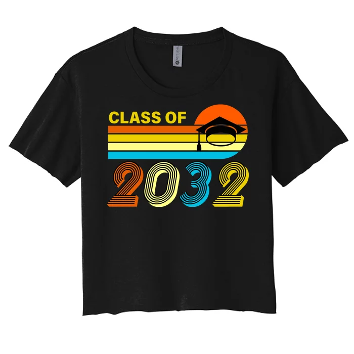 Retro Class of 2032 Future Graduate Women's Crop Top Tee