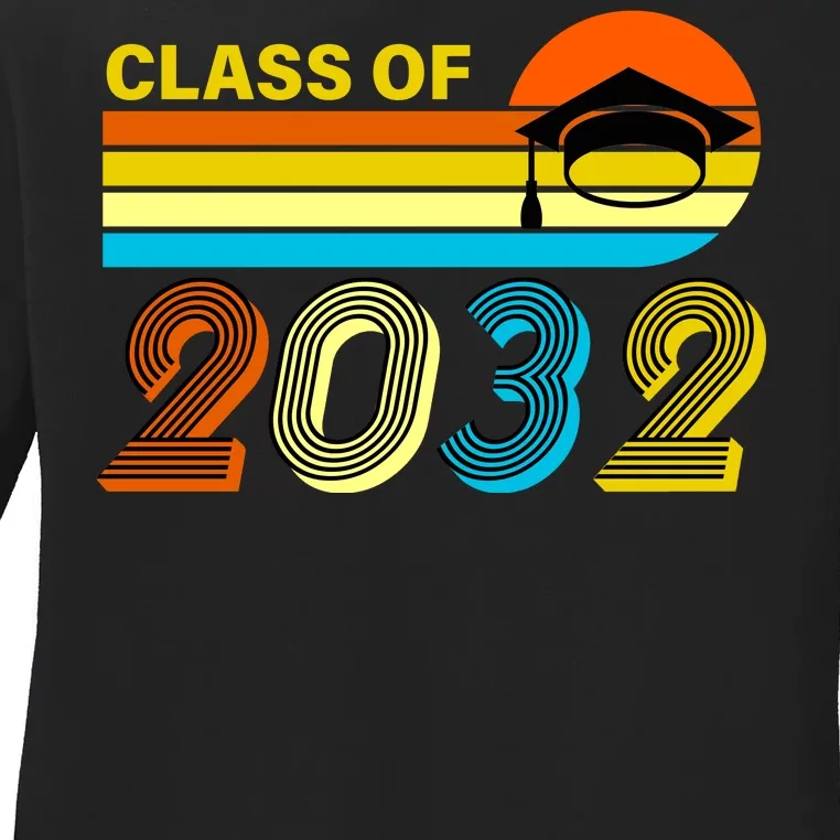 Retro Class of 2032 Future Graduate Ladies Long Sleeve Shirt