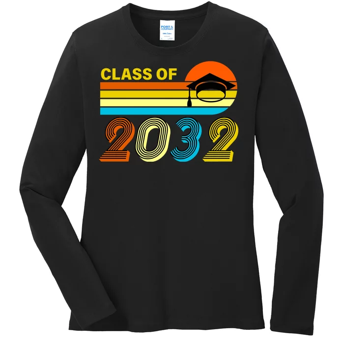 Retro Class of 2032 Future Graduate Ladies Long Sleeve Shirt