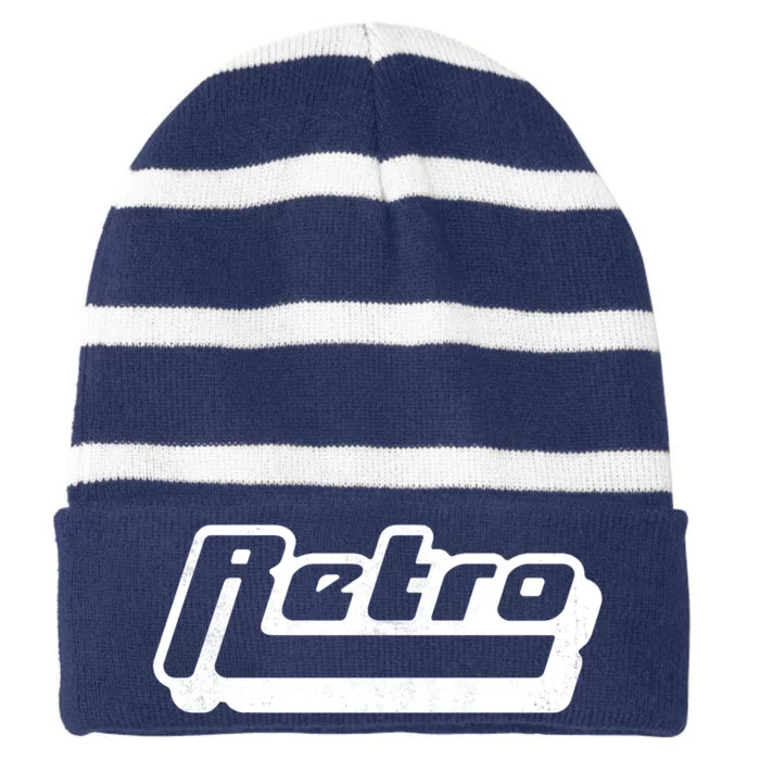 Retro Classic Style Logo Striped Beanie with Solid Band