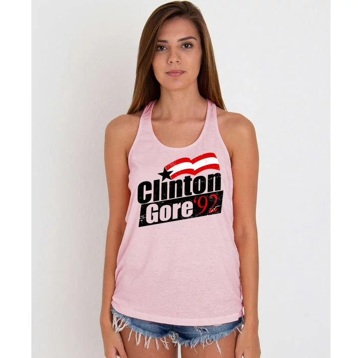 Retro Clinton Gore 1992 Election Women's Knotted Racerback Tank