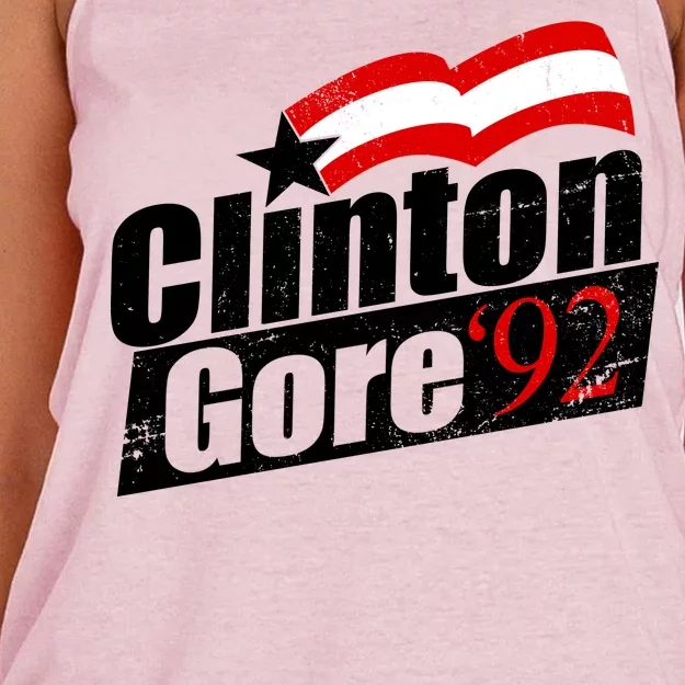 Retro Clinton Gore 1992 Election Women's Knotted Racerback Tank