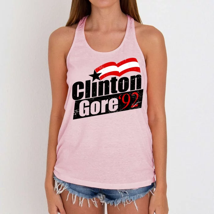 Retro Clinton Gore 1992 Election Women's Knotted Racerback Tank