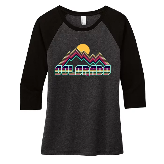 Retro Colorado Mountain Logo Women's Tri-Blend 3/4-Sleeve Raglan Shirt