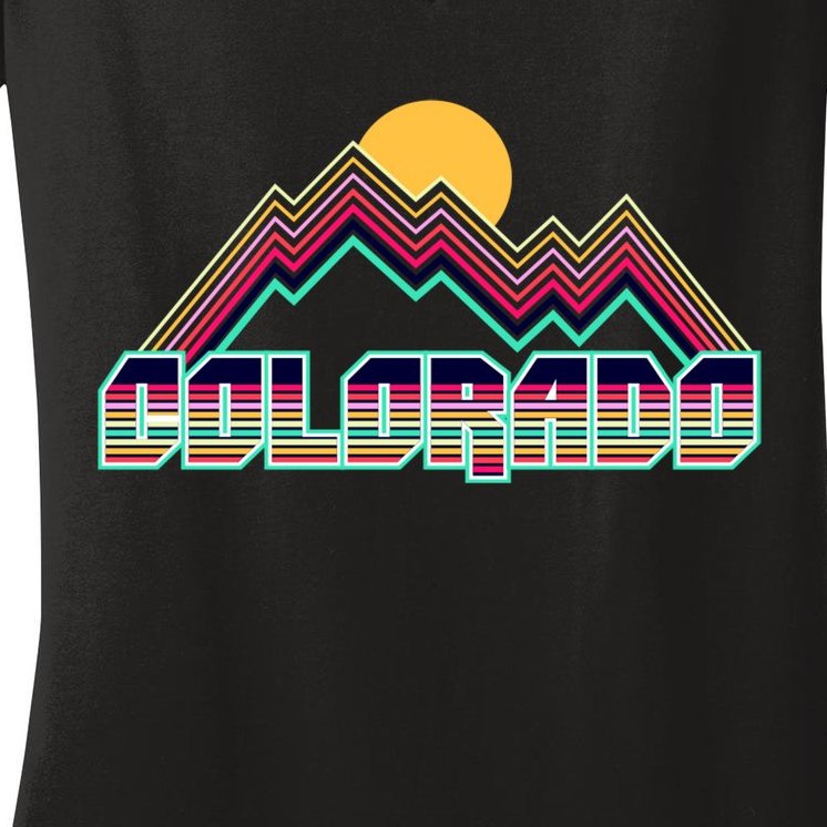 Retro Colorado Mountain Logo Women's V-Neck T-Shirt