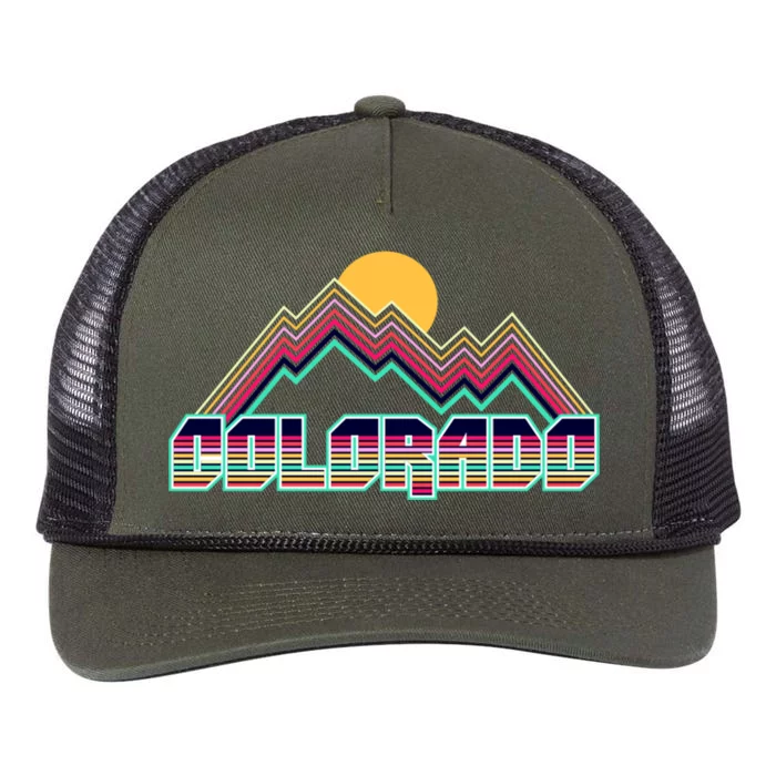 Retro Colorado Mountain Logo Retro Rope Trucker Hat Cap