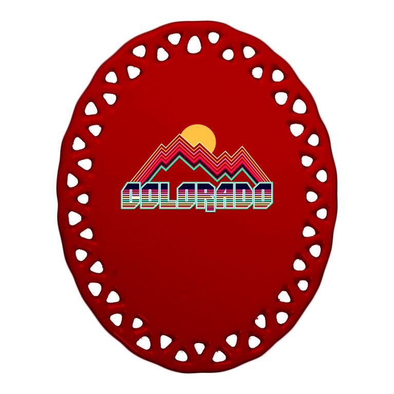 Retro Colorado Mountain Logo Oval Ornament