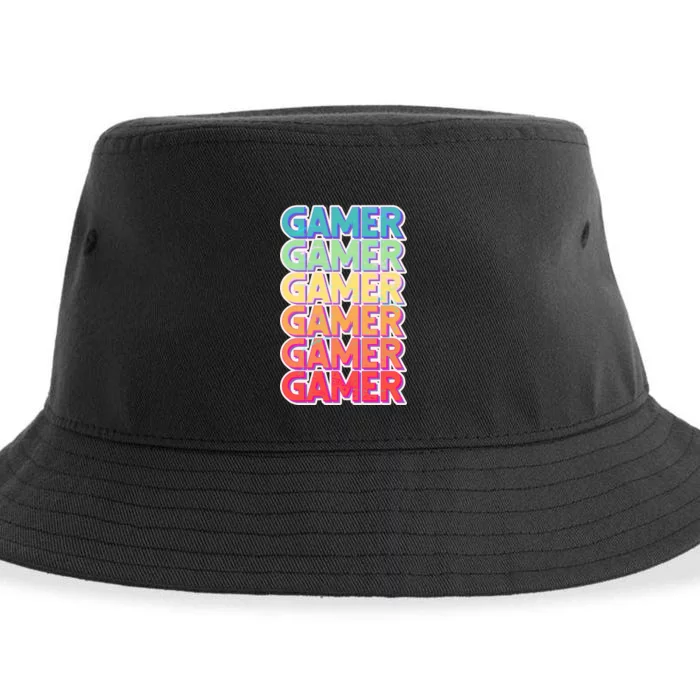 Retro Colorful Gamer Sustainable Bucket Hat