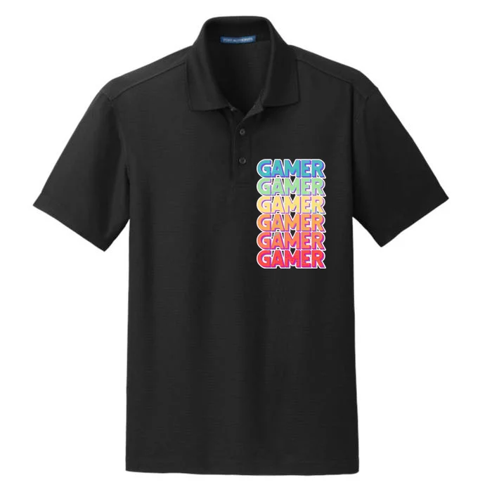 Retro Colorful Gamer Dry Zone Grid Performance Polo