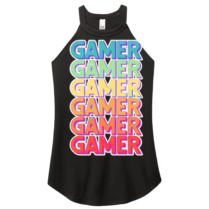 Retro Colorful Gamer Women’s Perfect Tri Rocker Tank