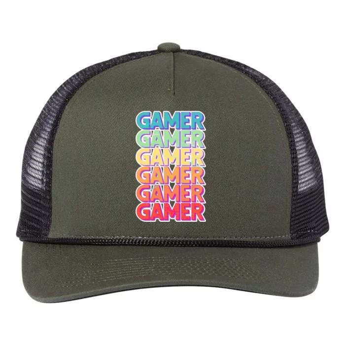 Retro Colorful Gamer Retro Rope Trucker Hat Cap