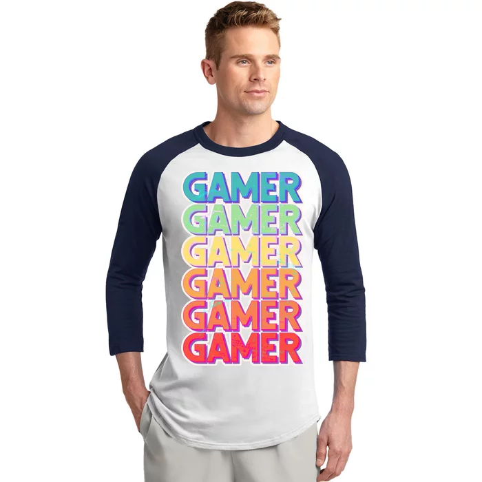 Retro Colorful Gamer Baseball Sleeve Shirt