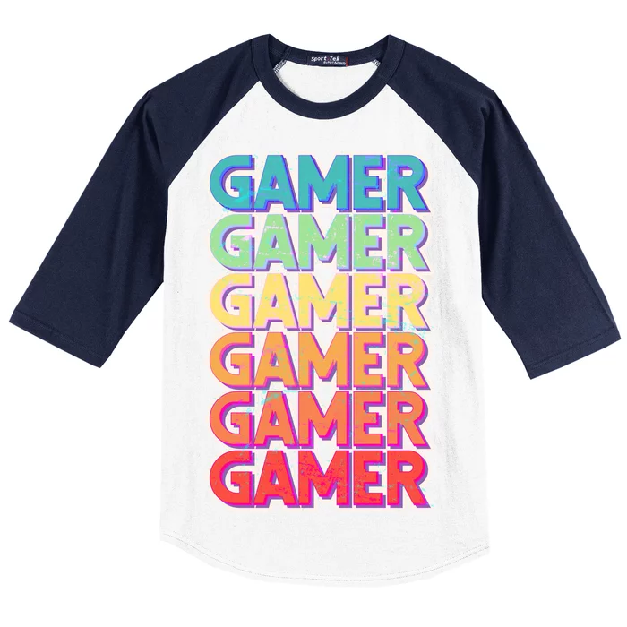 Retro Colorful Gamer Baseball Sleeve Shirt