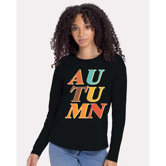 Retro Colors Autumn Letters Womens Cotton Relaxed Long Sleeve T-Shirt