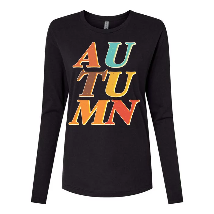 Retro Colors Autumn Letters Womens Cotton Relaxed Long Sleeve T-Shirt