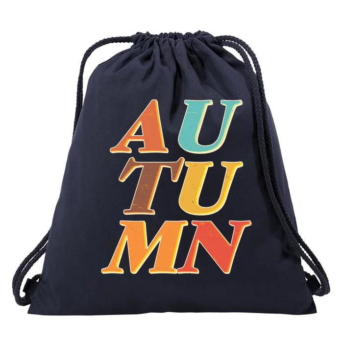 Retro Colors Autumn Letters Drawstring Bag