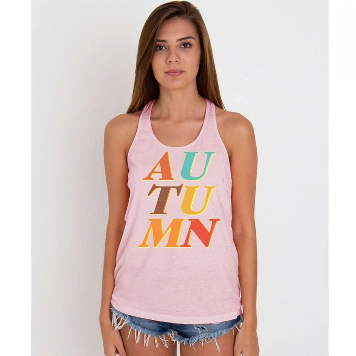 Retro Colors Autumn Letters Women's Knotted Racerback Tank