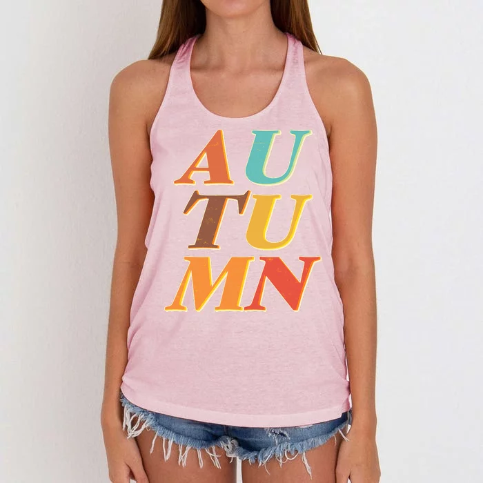 Retro Colors Autumn Letters Women's Knotted Racerback Tank