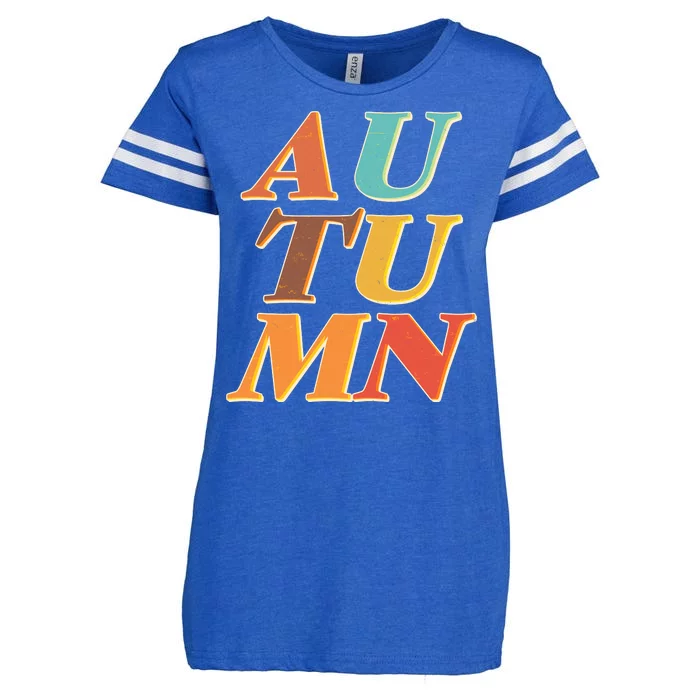 Retro Colors Autumn Letters Enza Ladies Jersey Football T-Shirt