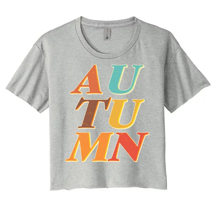 Retro Colors Autumn Letters Women's Crop Top Tee