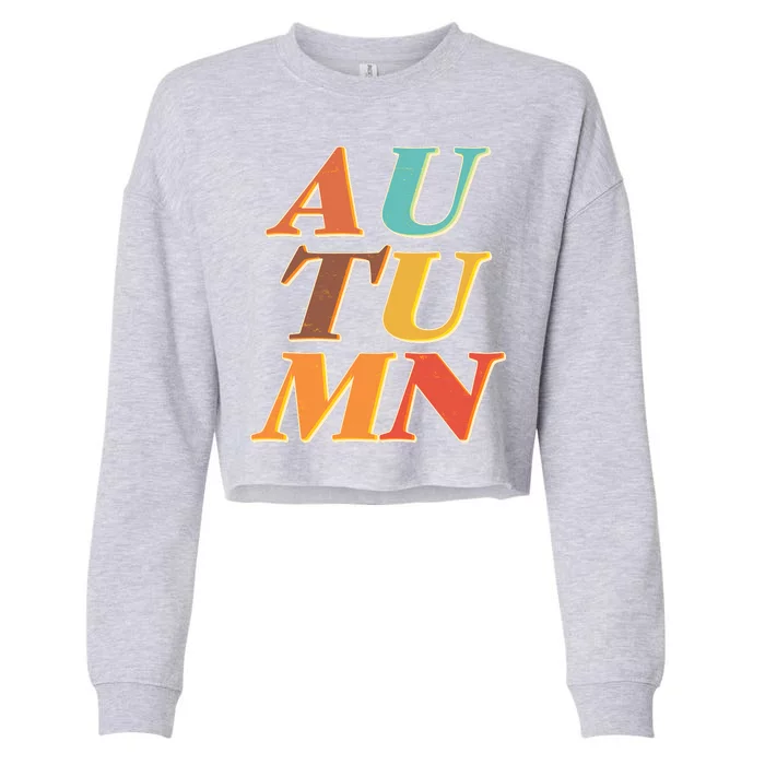 Retro Colors Autumn Letters Cropped Pullover Crew