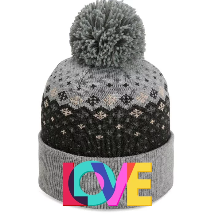 Retro Colors Love The Baniff Cuffed Pom Beanie