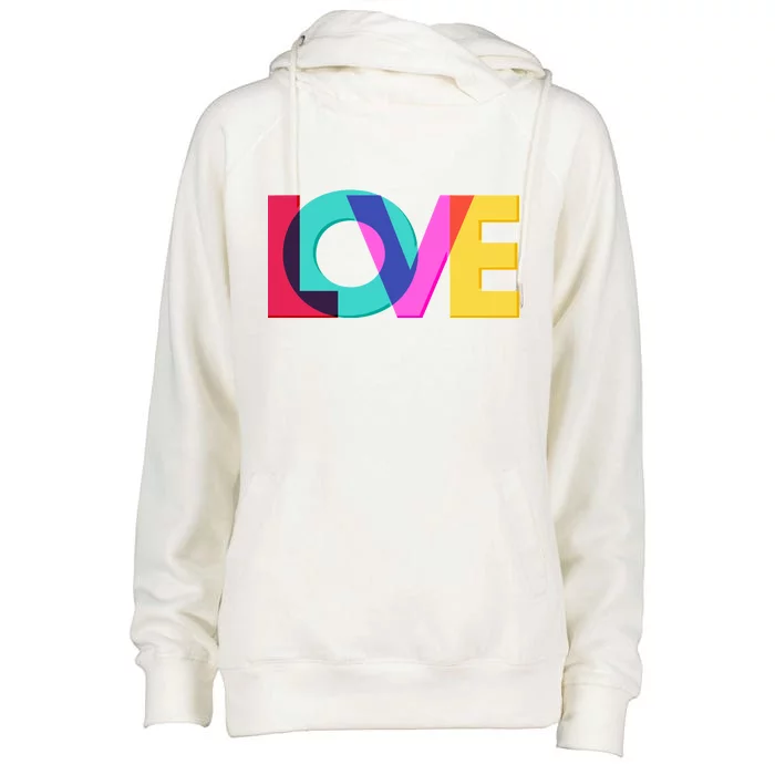 Retro Colors Love Womens Funnel Neck Pullover Hood