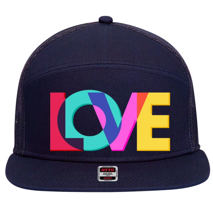 Retro Colors Love 7 Panel Mesh Trucker Snapback Hat