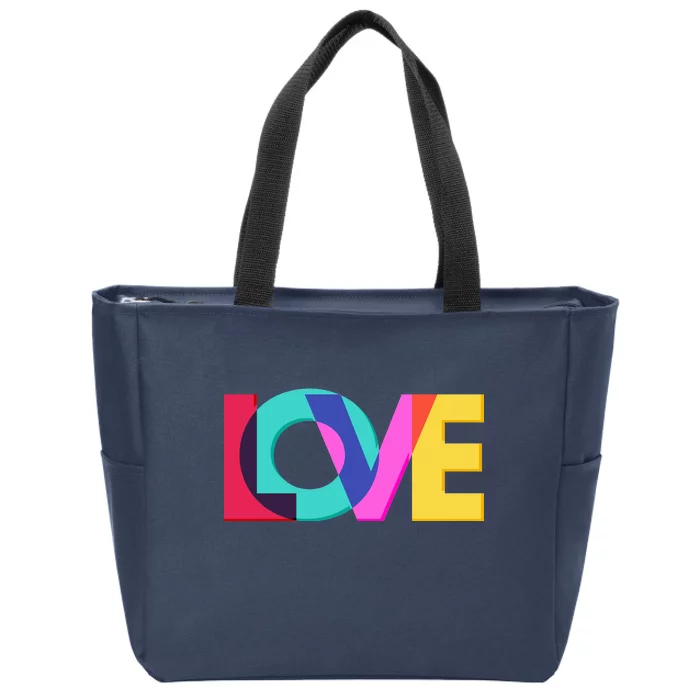 Retro Colors Love Zip Tote Bag