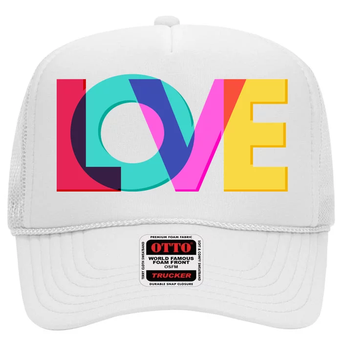 Retro Colors Love High Crown Mesh Trucker Hat