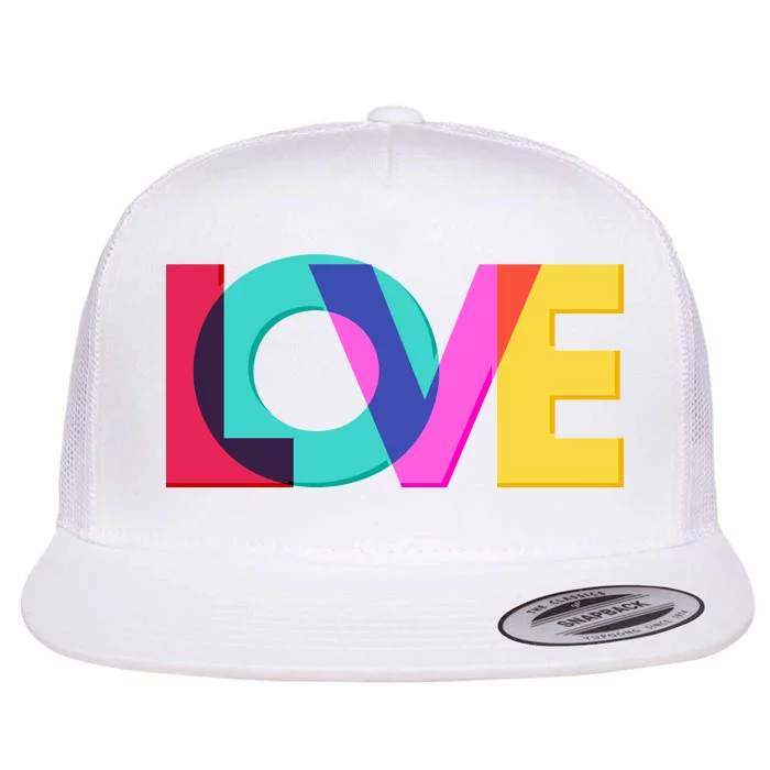 Retro Colors Love Flat Bill Trucker Hat