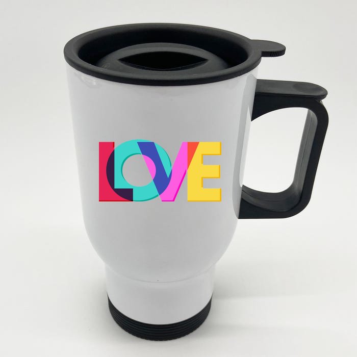 Retro Colors Love Front & Back Stainless Steel Travel Mug