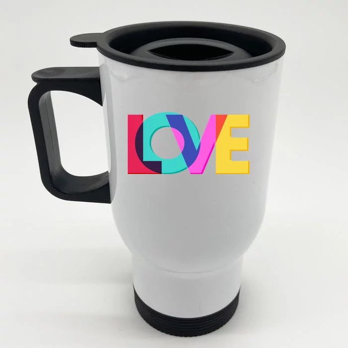 Retro Colors Love Front & Back Stainless Steel Travel Mug