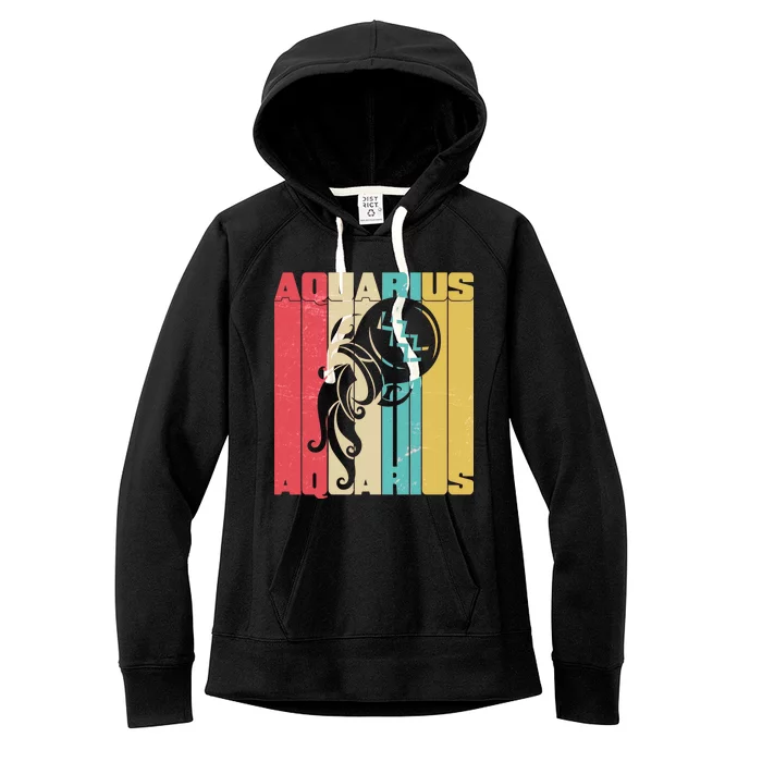 Retro Colors Zodiac Aquarius Women's Fleece Hoodie