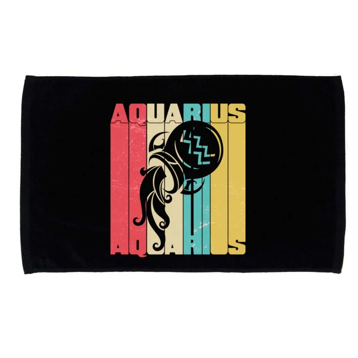 Retro Colors Zodiac Aquarius Microfiber Hand Towel