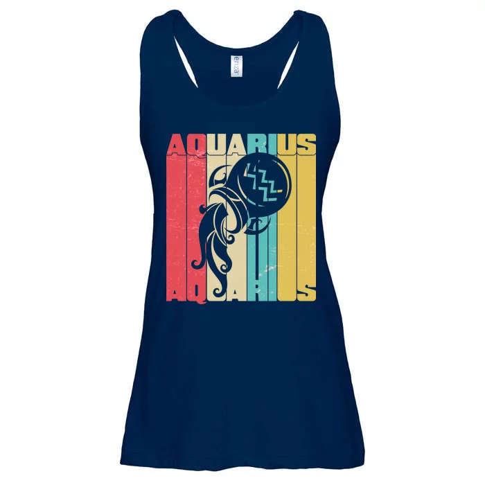 Retro Colors Zodiac Aquarius Ladies Essential Flowy Tank