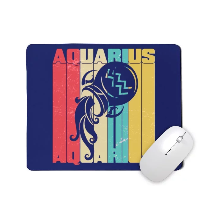 Retro Colors Zodiac Aquarius Mousepad