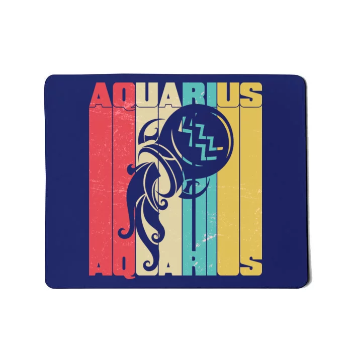 Retro Colors Zodiac Aquarius Mousepad