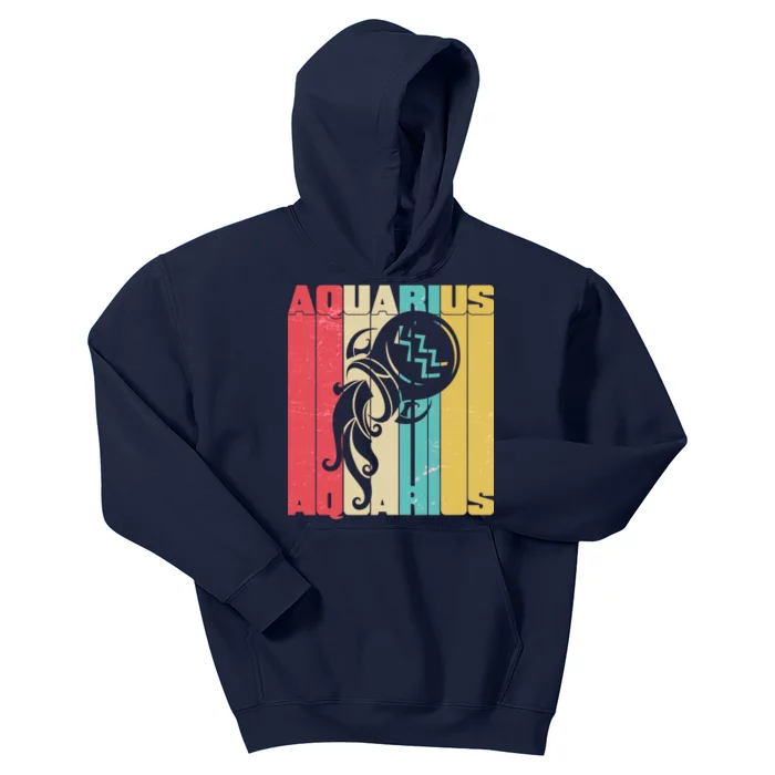 Retro Colors Zodiac Aquarius Kids Hoodie