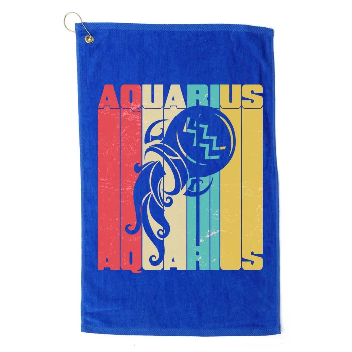 Retro Colors Zodiac Aquarius Platinum Collection Golf Towel