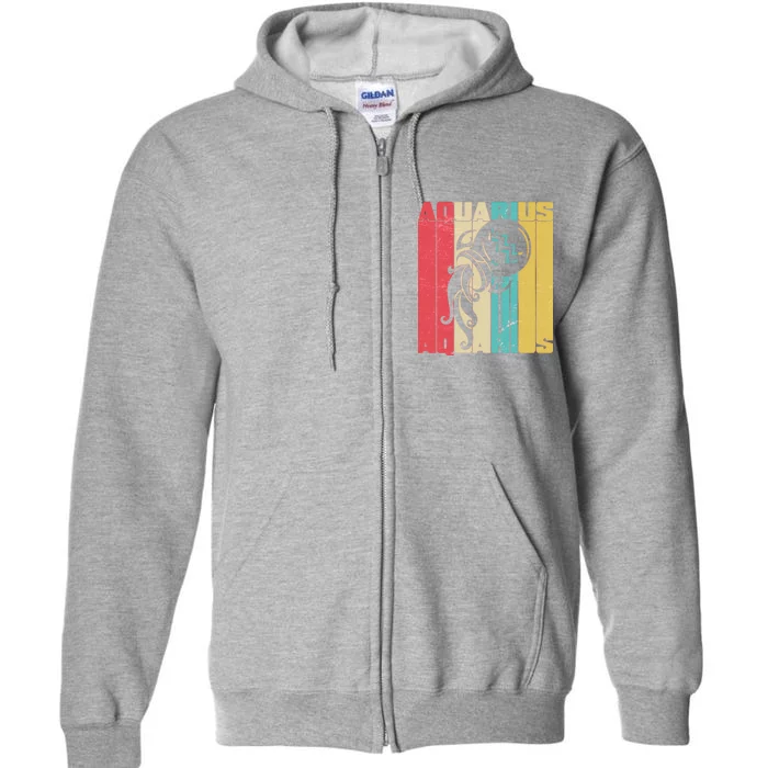 Retro Colors Zodiac Aquarius Full Zip Hoodie